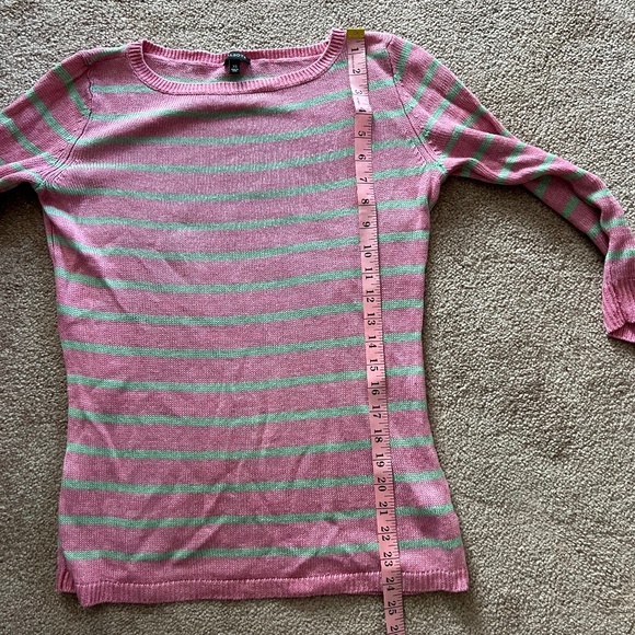 Talbots 3/4 Sleeve Length Lightweight Linen Sweater Size XS Pink and Green - Picture 6 of 8